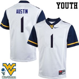 Youth West Virginia Mountaineers NCAA #1 Tavon Austin White Authentic Nike Stitched College Football Jersey AF15Q20IV